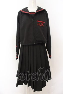 画像1: NieR Clothing / セーラー服風トータルコーデセット F ブラック×レッド O-24-12-18-087-PU-OP-OW-OS