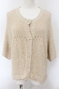 Franche Lippee / 麻混裾レースラメニットカーディガン M ベージュ O-24-12-21-027-LO-TO-OW-OS