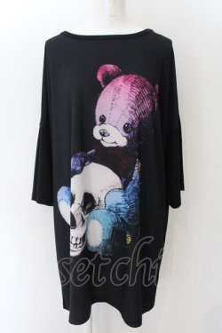 画像1: anko ROCK / スカル抱っこクマＴシャツ  ブラック O-24-12-25-002-PU-TO-OW-ZT122