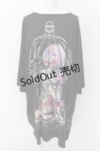 anko ROCK / 鳥かご監禁ダーティーガールＴシャツ  ブラック O-24-12-25-003-PU-TO-OW-OS