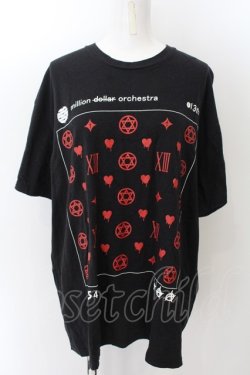 画像1: million dollar orchestra / ヘルモノグラムTシャツ  ブラック×レッド O-24-12-25-031-PU-TO-OW-OS