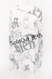 NieR Clothing / 転写総柄カットソー F 大理石ミケ（ホワイト×ブラック） O-24-12-26-062-PU-TO-OW-OS