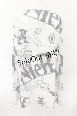 画像2: NieR Clothing / 転写総柄カットソー F 大理石ミケ（ホワイト×ブラック） O-24-12-26-062-PU-TO-OW-OS