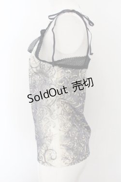 画像2: Jean Paul GAULTIER CLASSIQUE / ハンドドローフラワーptパワーネットキャミソール 40 ネイビー×キナリ×アイボリー O-24-12-26-029-GO-TO-OW-OS