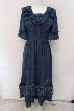 画像1: Amavel / Fluffy Frill ロングワンピース F ブルーグリーン O-24-12-30-093-CA-OP-OW-OS