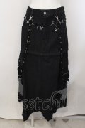 NieR Clothing / 2WAY裾フリンジDENIM SKIRT【取り外し可能サスペンダー付き】 F ブラック O-25-01-07-002-PU-SK-OW-OS