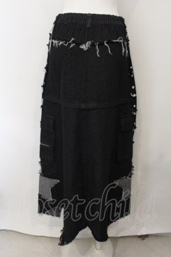 画像3: NieR Clothing / 2WAY裾フリンジDENIM SKIRT【取り外し可能サスペンダー付き】 F ブラック O-25-01-07-002-PU-SK-OW-OS