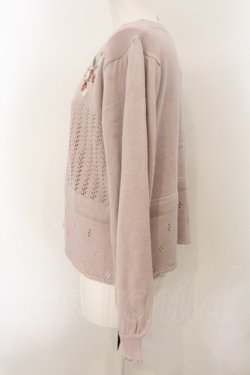 画像2: axes femme POETIQUE / ストロベリー刺繍ニットカーディガン M ピンク O-25-01-08-018-AX-TO-OW-OS