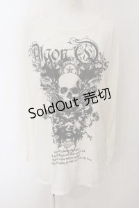 ALGONQUINS / skull motif プリント ベーシック 長袖 Tシャツ  ホワイト O-25-01-09-042-AL-TO-IG-OS