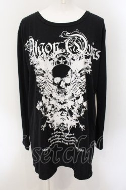 画像1: ALGONQUINS / skull motif プリント ベーシック 長袖 Tシャツ  ブラック O-25-01-09-043-AL-TO-IG-OS