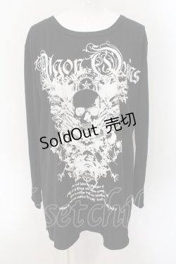 画像1: ALGONQUINS / skull motif プリント ベーシック 長袖 Tシャツ  ブラック O-25-01-09-043-AL-TO-IG-OS