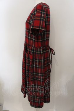 画像2: Jane Marple / Wool tartan check tablier dress ドレス M アカ O-25-01-09-023-JM-OP-IG-OS