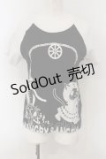 HANGRY&ANGRY / キャラクタープリントバイカラーTシャツ  ブラック×ホワイト O-25-01-13-031-HN-TS-IG-OS