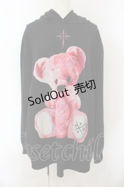 画像1: TRAVAS TOKYO / FURRY BEARプルオーバーパーカー  ブラック×ピンク O-25-01-13-025-PU-TO-IG-OS