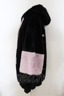 画像2: TRAVAS TOKYO / Drip Logo Faux Fur Hooodie  ブラック×パープル O-25-01-13-027-PU-CO-IG-OS