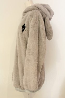 画像2: NieR Clothing / ふわもこグレージップアウター【うさ耳付き】  グレー O-25-01-23-056-PU-CO-IG-OS