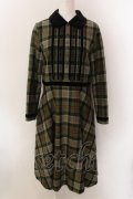 Jane Marple / Tartan check velvet trimming dress ドレス M グリーン O-25-01-25-080-JM-OP-IG-OS