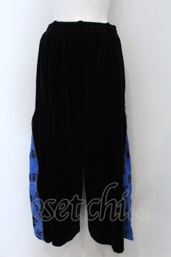 画像1: NieR Clothing / 厚手ベロア2WAY SIDE ZIP WIDE PANTS パンツ  【MONOGRAM】ブラックｘブルー O-25-01-31-2002-PU-PA-YM-ZT008