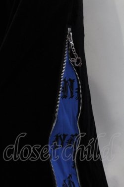 画像2: NieR Clothing / 厚手ベロア2WAY SIDE ZIP WIDE PANTS パンツ  【MONOGRAM】ブラックｘブルー O-25-01-31-2002-PU-PA-YM-ZT008