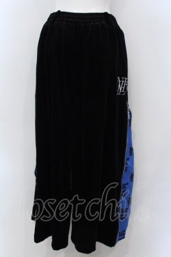 画像3: NieR Clothing / 厚手ベロア2WAY SIDE ZIP WIDE PANTS パンツ  【MONOGRAM】ブラックｘブルー O-25-01-31-2002-PU-PA-YM-ZT008