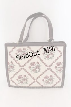 画像1: axes femme POETIQUE / ローズ刺繍レトロトートバッグ  ワイン O-25-02-04-077-AX-BG-OW-OS