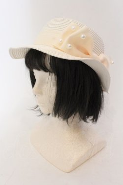 画像1: m petit by misako / TT*AMPLリボンカンカン帽 57.5ｃｍ アイボリー O-25-02-04-087-LO-AC-OW-OS