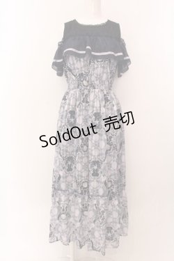 画像1: axes femme POETIQUE / アクアマリン肩あきワンピース M ネイビー O-25-02-04-019-AX-OP-OW-OS