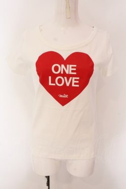 画像1: MILK / ONE LOVEハートTシャツ  シロ×アカ O-25-02-08-024-ML-TO-IG-OS