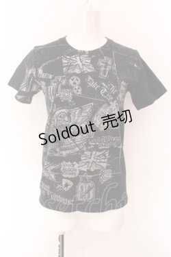 画像1: ALGONQUINS / エンブレムプリントTシャツ  ブラック O-25-02-15-071-AL-TO-OW-OS