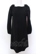 franche lippee black / ショルダーリボンウールワンピース M クロ O-25-02-19-1121-LO-OP-IG-ZT226