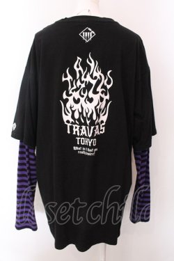 画像3: TRAVAS TOKYO / Punkish bear layered border L/S Tee/レイヤードボーダーくまプリントロングスリーブカットソー F ブラック×パープル O-25-02-22-035-PU-TO-OW-OS