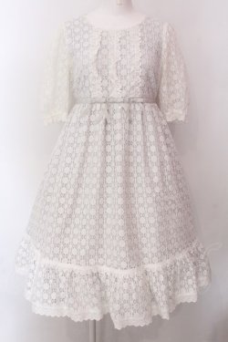 画像1: Melody BasKet / Pure Laceドレス M シロ×ブルーグレー O-25-02-24-007-LO-OP-OW-OS