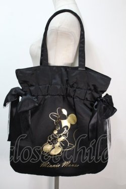 画像1: Maison de FLEUR / Minnie Mouse/ダブルリボントートバッグ F ブラック S-24-07-06-007-LO-BG-SZ-ZS