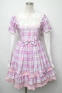 画像1: Angelic Pretty / Sprinkle Heart Tartanワンピース  ピンクチェック S-24-07-23-059-AP-OP-HD-ZS