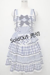 BABY,THE STARS SHINE BRIGHT / Milky Gingham Dollジャンパースカート  紺 S-24-07-23-083-BA-OP-AS-ZS