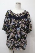 axes femme / 花柄シフォンットップス  紺 S-24-07-23-2049-AX-TO-UT-ZS