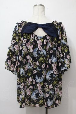 画像2: axes femme / 花柄シフォンットップス  紺 S-24-07-23-2049-AX-TO-UT-ZS