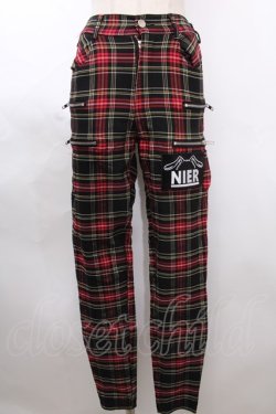 画像1: NieR Clothing / STYLISHチェック柄PANTS  赤 S-24-07-26-036-PU-PA-UT-ZY