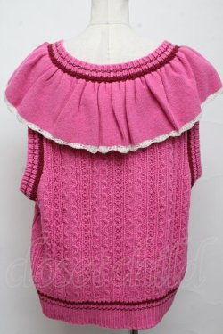 画像2: Candy Stripper / FRILL CABLE KNIT VEST  ピンク S-24-08-08-001-PU-TO-AS-ZS