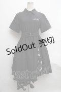 NieR Clothing / フレアシャツワンピース  黒 S-24-09-18-035-PU-OP-AS-ZS