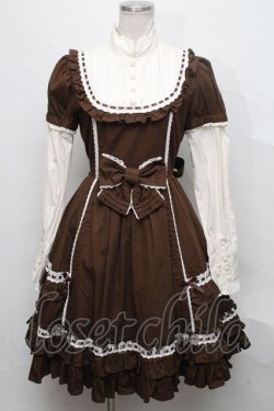 画像1: Angelic Pretty / 社交界ワンピース  ブラウン S-24-09-29-012-AP-OP-AS-ZS