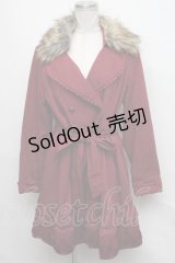 axes femme POETIQUE / COAT ファー襟コート  エンジ S-24-10-05-058-AX-CO-UT-ZS