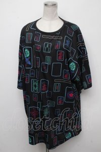 LISTEN FLAVOR / 麻雀フルグラフィックビッグTシャツ  黒 S-24-11-06-047-PU-TO-AS-ZS