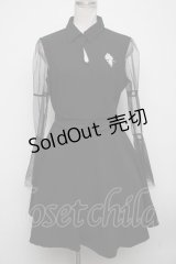 NieR Clothing / チュール袖ワンピース  黒 S-24-11-14-054-PU-OP-AS-ZS