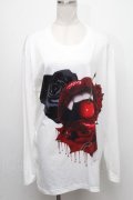 JURY BLACK / Cherry Rose LIPロングスリーブTシャツ  白 S-24-11-18-021-GL-TO-AS-ZS