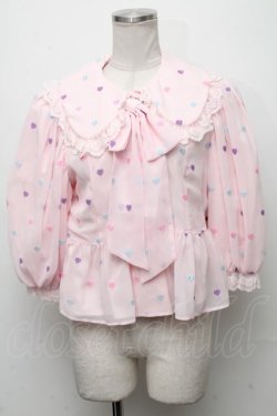 画像1: Angelic Pretty / Candy Petit Heartハイウエストブラウス  ピンク S-24-12-04-027-AP-BL-AS-ZS