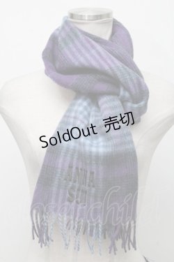 画像1: ANNA SUI / チェックマフラー  紫 S-24-12-08-012-PU-ZA-AS-ZS