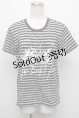 GOTH / ボーダースカルプリントTシャツ  黒ｘグレー S-24-12-09-039-GO-TS-HR-ZS