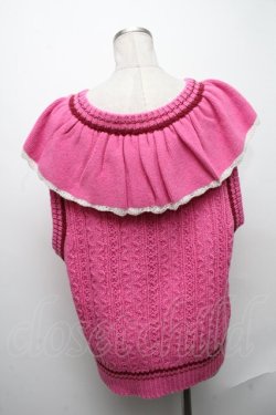 画像2: Candy Stripper / FRILL CABLE KNIT VEST  ピンク S-24-12-17-048-PU-TO-AS-ZS