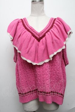 画像1: Candy Stripper / FRILL CABLE KNIT VEST  ピンク S-24-12-17-048-PU-TO-AS-ZS